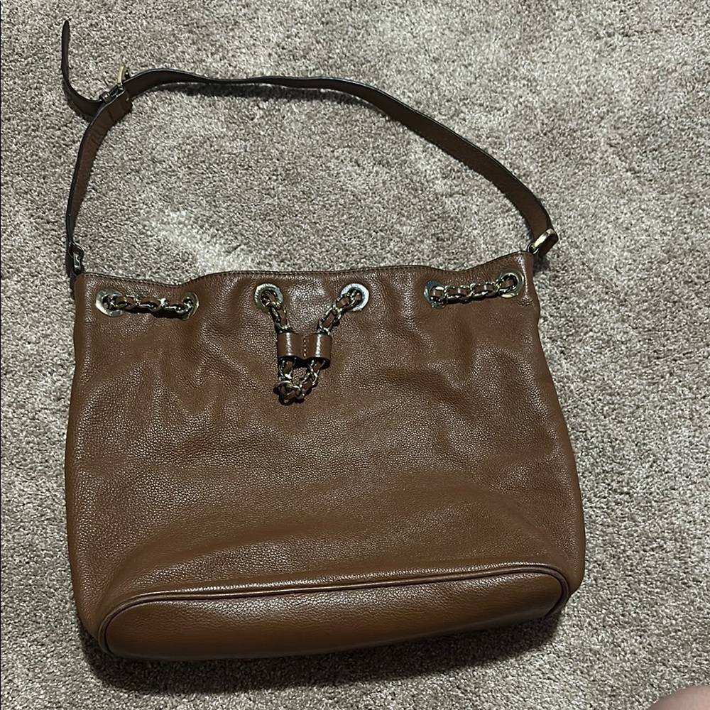 MK Brown Leather Shoulder Bag